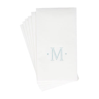 Caspari Caspari Antique Initial-Robin's Egg Paper Linen Boxed Guest Towel 24-In 2901GG.M