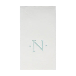 Caspari Caspari Antique Initial-Robin's Egg Paper Linen Boxed Guest Towel 24-In 2901GG.N