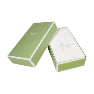 Caspari Caspari Antique Initial-Robin's Egg Paper Linen Boxed Guest Towel 24-In 2901GG.N