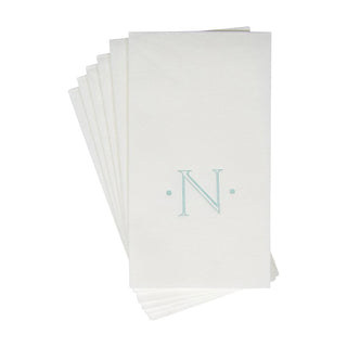 Caspari Caspari Antique Initial-Robin's Egg Paper Linen Boxed Guest Towel 24-In 2901GG.N