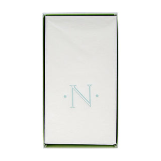 Caspari Caspari Antique Initial-Robin's Egg Paper Linen Boxed Guest Towel 24-In 2901GG.N