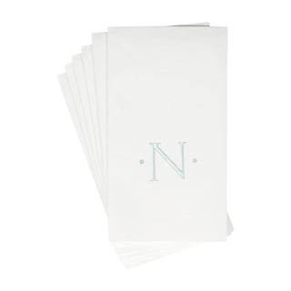 Caspari Caspari Antique Initial-Robin's Egg Paper Linen Boxed Guest Towel 24-In 2901GG.N