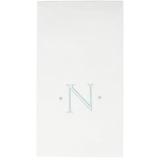 Caspari Caspari Antique Initial-Robin's Egg Paper Linen Boxed Guest Towel 24-In 2901GG.N