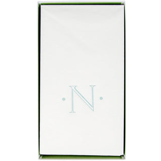 Caspari Caspari Antique Initial-Robin's Egg Paper Linen Boxed Guest Towel 24-In 2901GG.N