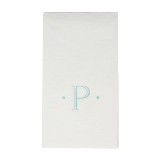 Caspari Caspari Antique Initial-Robin's Egg Paper Linen Boxed Guest Towel 24-In 2901GG.P