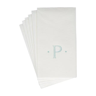 Caspari Caspari Antique Initial-Robin's Egg Paper Linen Boxed Guest Towel 24-In 2901GG.P