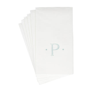 Caspari Caspari Antique Initial-Robin's Egg Paper Linen Boxed Guest Towel 24-In 2901GG.P