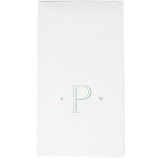 Caspari Caspari Antique Initial-Robin's Egg Paper Linen Boxed Guest Towel 24-In 2901GG.P