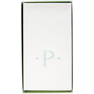 Caspari Caspari Antique Initial-Robin's Egg Paper Linen Boxed Guest Towel 24-In 2901GG.P