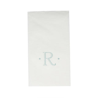 Caspari Caspari Antique Initial-Robin's Egg Paper Linen Boxed Guest Towel 24-In 2901GG.R