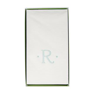 Caspari Caspari Antique Initial-Robin's Egg Paper Linen Boxed Guest Towel 24-In 2901GG.R