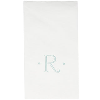 Caspari Caspari Antique Initial-Robin's Egg Paper Linen Boxed Guest Towel 24-In 2901GG.R