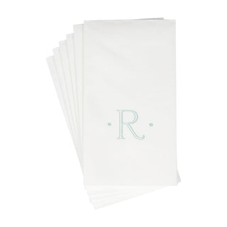 Caspari Caspari Antique Initial-Robin's Egg Paper Linen Boxed Guest Towel 24-In 2901GG.R