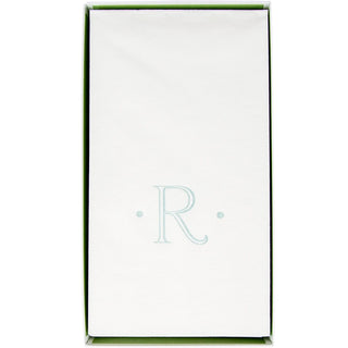 Caspari Caspari Antique Initial-Robin's Egg Paper Linen Boxed Guest Towel 24-In 2901GG.R