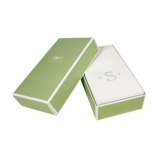 Caspari Caspari Antique Initial-Robin's Egg Paper Linen Boxed Guest Towel 24-In 2901GG.S