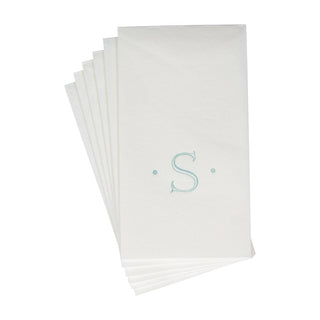 Caspari Caspari Antique Initial-Robin's Egg Paper Linen Boxed Guest Towel 24-In 2901GG.S