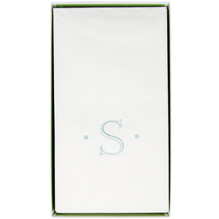 Caspari Caspari Antique Initial-Robin's Egg Paper Linen Boxed Guest Towel 24-In 2901GG.S
