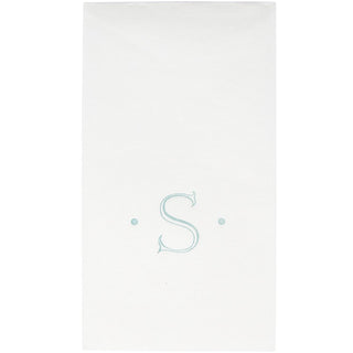 Caspari Caspari Antique Initial-Robin's Egg Paper Linen Boxed Guest Towel 24-In 2901GG.S