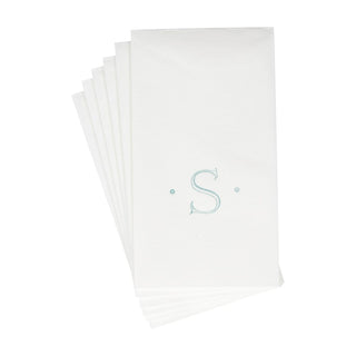 Caspari Caspari Antique Initial-Robin's Egg Paper Linen Boxed Guest Towel 24-In 2901GG.S
