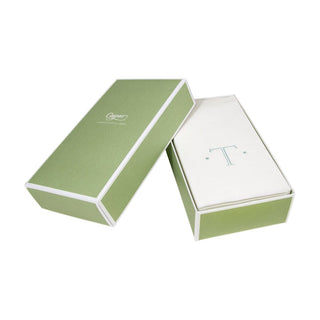 Caspari Caspari Antique Initial-Robin's Egg Paper Linen Boxed Guest Towel 24-In 2901GG.T