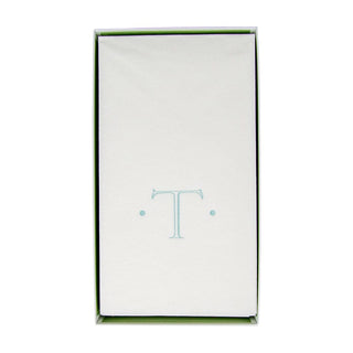 Caspari Caspari Antique Initial-Robin's Egg Paper Linen Boxed Guest Towel 24-In 2901GG.T