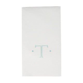 Caspari Caspari Antique Initial-Robin's Egg Paper Linen Boxed Guest Towel 24-In 2901GG.T