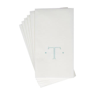 Caspari Caspari Antique Initial-Robin's Egg Paper Linen Boxed Guest Towel 24-In 2901GG.T