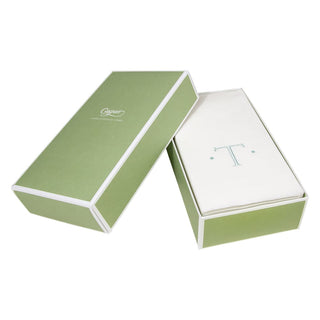 Caspari Caspari Antique Initial-Robin's Egg Paper Linen Boxed Guest Towel 24-In 2901GG.T