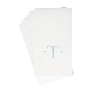 Caspari Caspari Antique Initial-Robin's Egg Paper Linen Boxed Guest Towel 24-In 2901GG.T