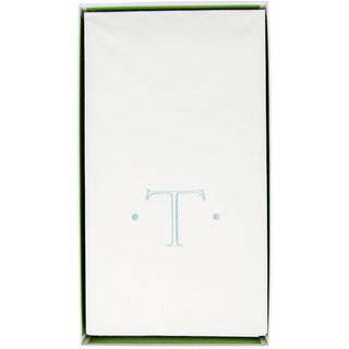 Caspari Caspari Antique Initial-Robin's Egg Paper Linen Boxed Guest Towel 24-In 2901GG.T