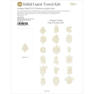 Caspari White Pearl Paper Linen Guest Towel with Gold Foil Antique Initial - Box of 24 2904GGGF97