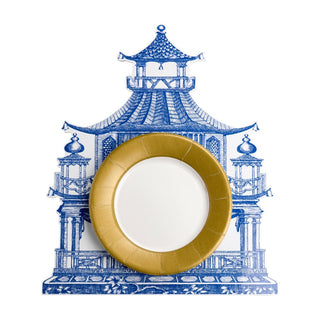 Caspari Chinoiserie Toile Pagoda Hardback Placemat - 1 count 3022PMS