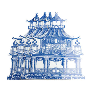 Caspari Chinoiserie Toile Pagoda Hardback Placemat - 1 count 3022PMS