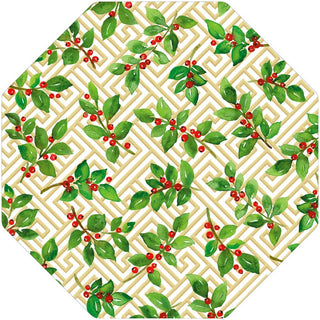 Caspari Holly And Fretwork Paper Placemats - includes 1 Paper Placemats 3088PMS