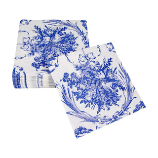 Caspari Romantic Toile Blue Napkin Cocktail 3300C