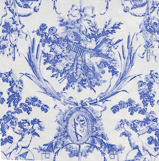 Caspari Romantic Toile Blue Dinner Napkins - 20 Per Package 3300D