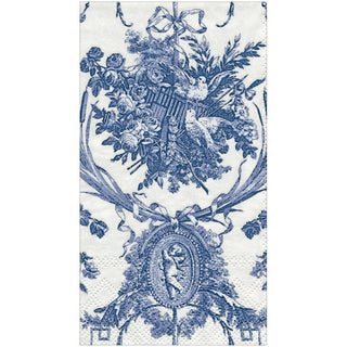 Caspari Romantic Toile Blue Guest Towel 3300G