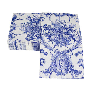 Caspari Romantic Toile Blue Guest Towel 3300G