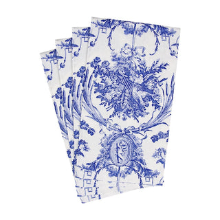 Caspari Romantic Toile Blue Guest Towel 3300G