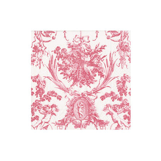 Romantic Toile Rose Boxed Cocktail Napkins - 40 Per Box