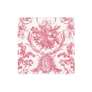 Caspari Romantic Toile Rose Boxed Cocktail Napkins - 40 Per Box 3301B
