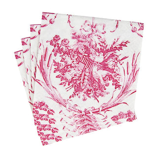 Caspari Romantic Toile Rose Cocktail Napkins - 20 Per Package 3301C
