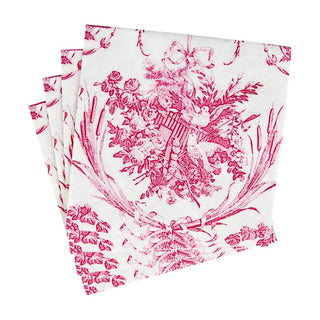 Caspari Romantic Toile Rose Napkin Cocktail 3301C