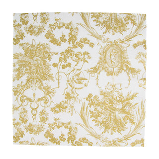 Caspari Romantic Toile Gold Cocktail Napkins - 20 Per Package 3303C