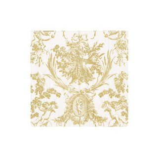 Caspari Romantic Toile Gold Napkin Cocktail 3303C