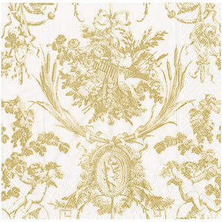 Caspari Romantic Toile Gold Napkin Dinner 3303D