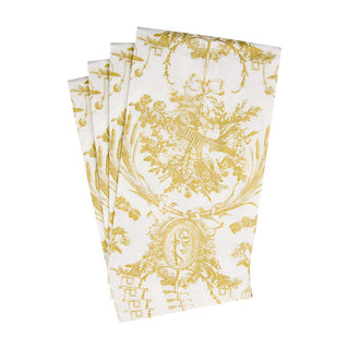 Caspari Romantic Toile Gold Guest Towel 3303G