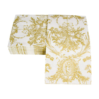 Caspari Romantic Toile Gold Guest Towel 3303G