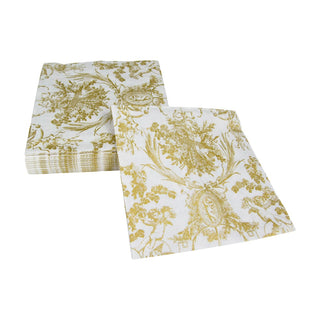 Caspari Romantic Toile Gold Luncheon Napkins - 20 Per Package 3303L