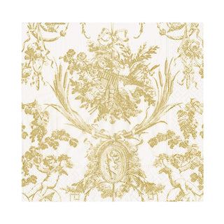 Caspari Romantic Toile Gold Napkin Luncheon 3303L
